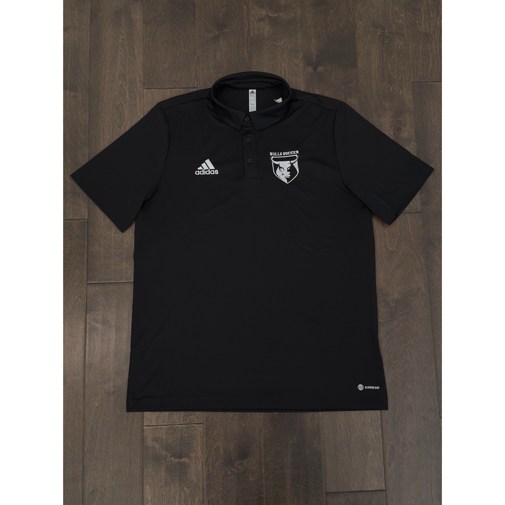 Adidas Polo Aeroready Shirt Mens Size‎ L Black Short Sleeve Bulls Soccer Logo